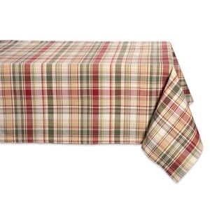Plaid Tablecloth in Red, Green, and Cream
